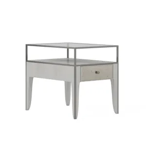 MEZZANINE Dove Grey Wood End Table