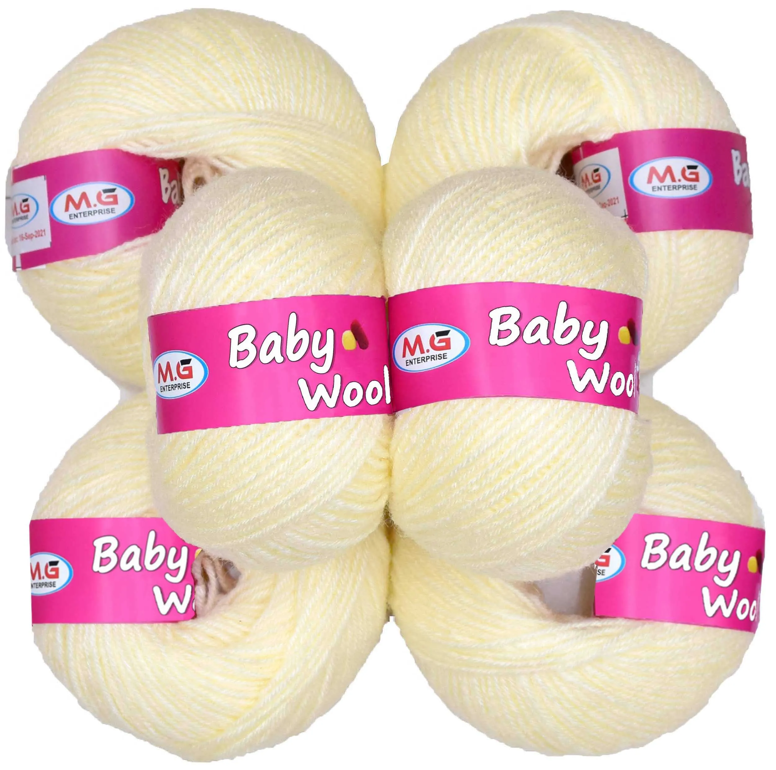 M.G ENTERPRISE 100% Acrylic Wool Cream (6 pc) Baby Wool 4 ply Wool Ball Hand Knitting Wool/Art Craft Soft Fingering Crochet Hook Yarn, Needle Knitting Yarn Thread Dyed