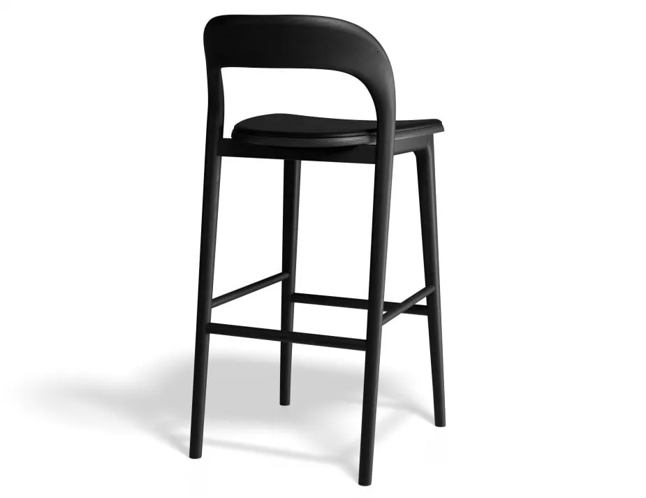 Mia Stool - Black with Pad - 75cm Seat Height Vintage Green Vegan leather Seat Pad