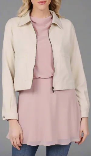 Mia Zipper Front Jacket - Blush