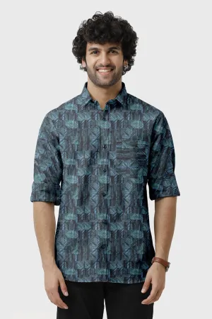 Miami - Blue Printed Casual Shirts for Men | Ariser