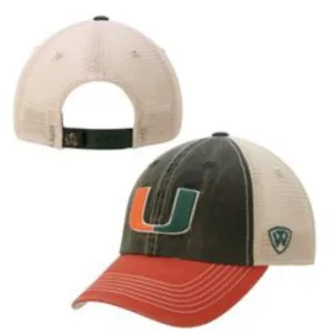 Miami Hurricanes Top of the World Green Orange Offroad Adj Snapback Hat Cap