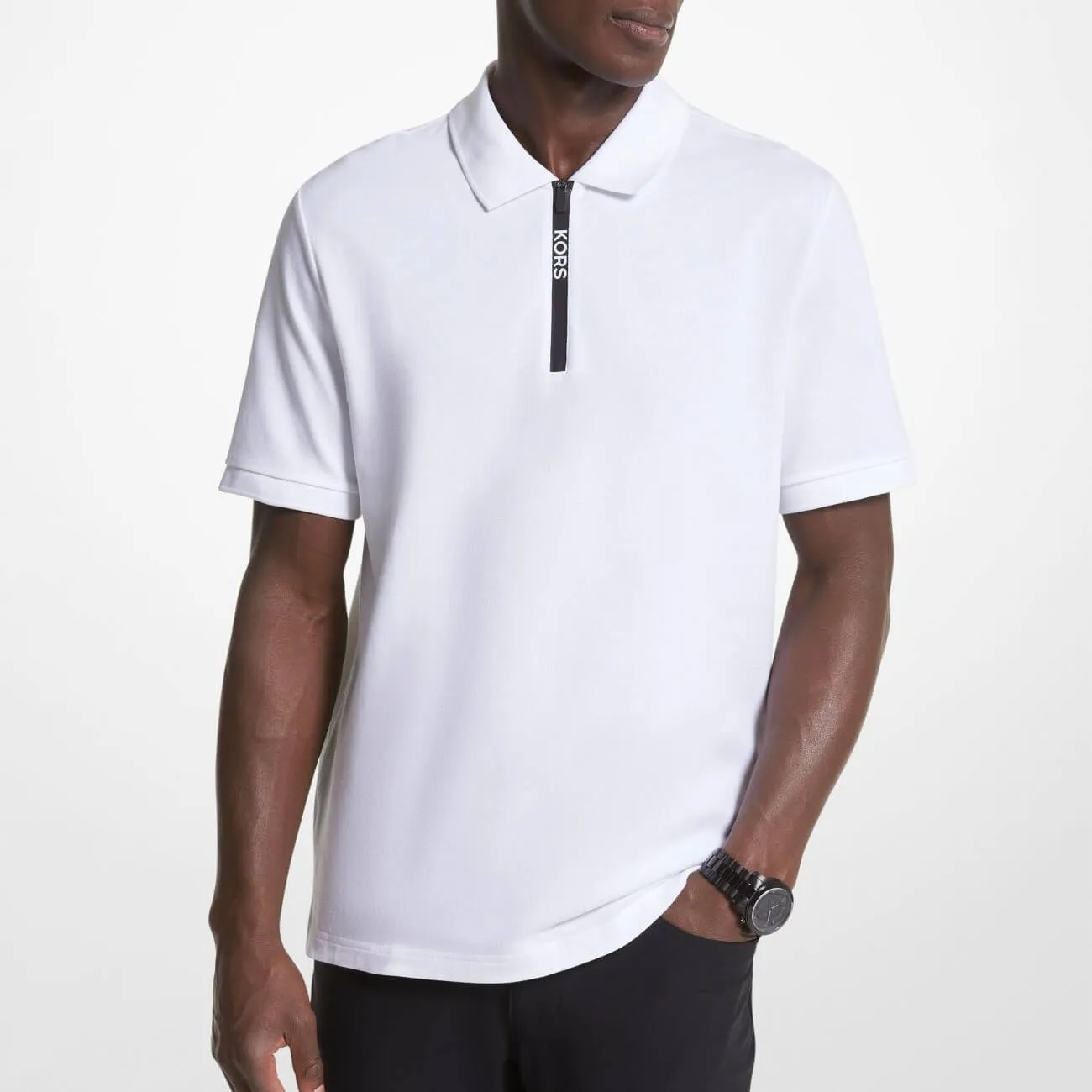 Michael Kors Cotton Half-Zip Polo, White