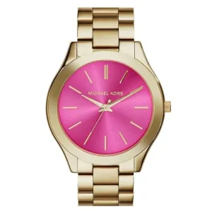 Michael Kors Ladies Watch Slim Runway 42mm Gold Pink MK3264