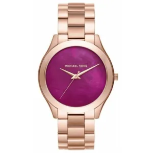 Michael Kors Ladies Watch Slim Runway 42mm Rose Gold Plum MK3550