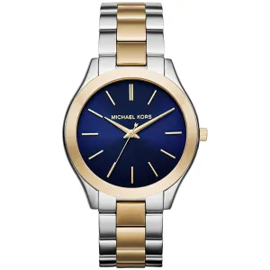 Michael Kors Ladies Watch Slim Runway 42mm Two Tone Blue MK3479