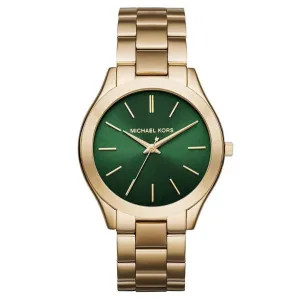 Michael Kors Unisex Watch Slim Runway 42mm Gold Green MK3435