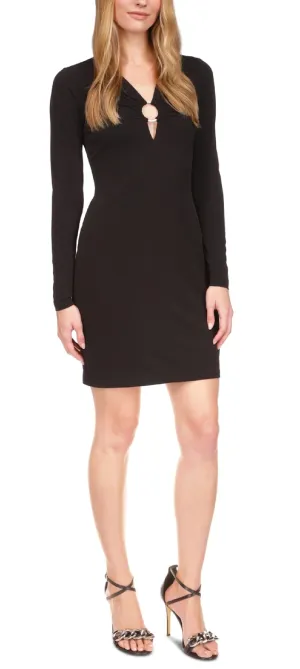 Michael Kors Women's Cut Out Long Sleeve Dress Black Size Small