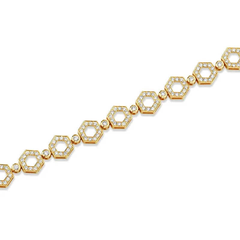 Michael M 14K Yellow Gold Pave Hex Infinity Bracelet BR503