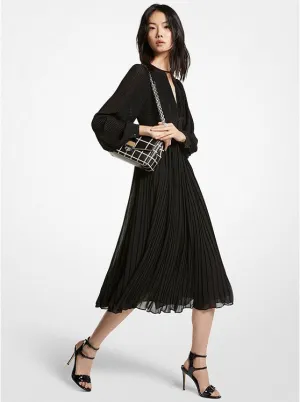 Michael Michael Kors Pleated Georgette Midi Dress, Black