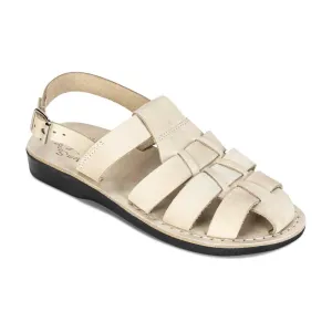 Michael - Slingback Leather Fisherman Sandal | White Nubuck