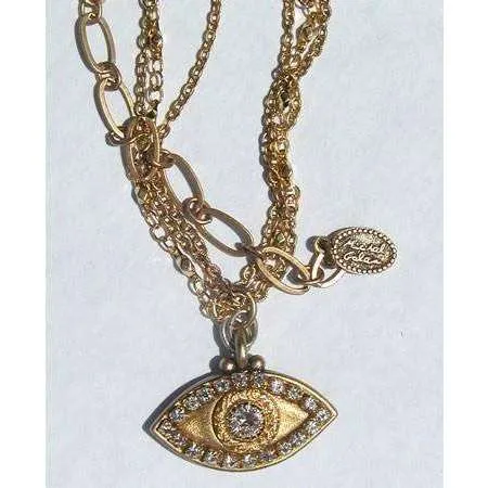 Michal Golan Crystal and Gold Evil Eye Necklace