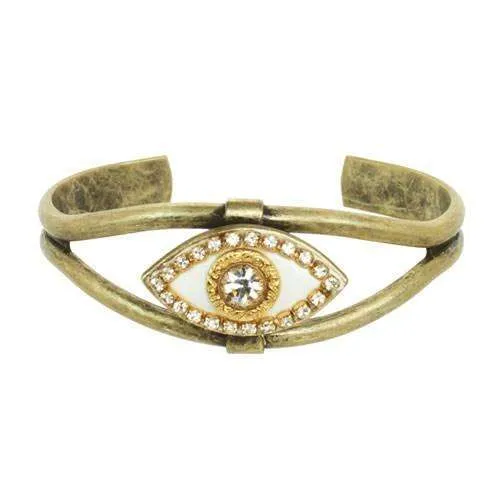 Michal Golan White Evil Eye Cuff Bracelet