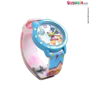 Mickey analog  watch for kids - blue strap with mickey print, 1   years