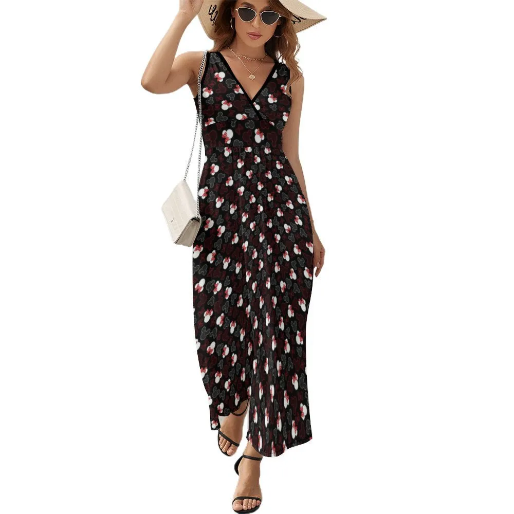 Mickey And Minnie Dots Women's Long Sleeveless Dress