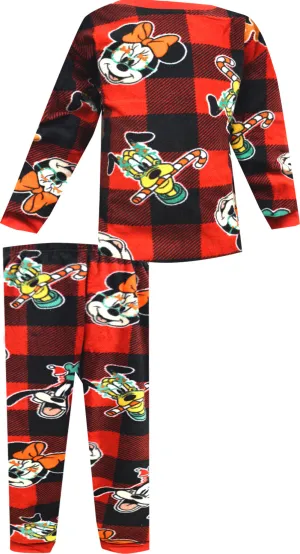 Mickey Minnie and Pluto Christmas Kids Holiday Fleece Pajama