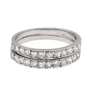 Mid-Century Diamond 18k White Gold Band Ring Set