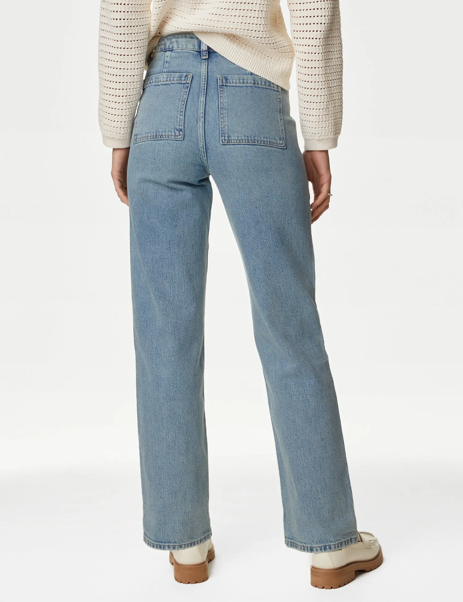 Mid Rise Cargo Ankle Grazer Jeans