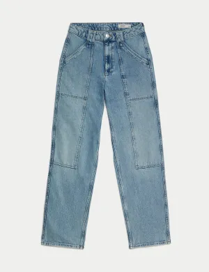 Mid Rise Cargo Ankle Grazer Jeans