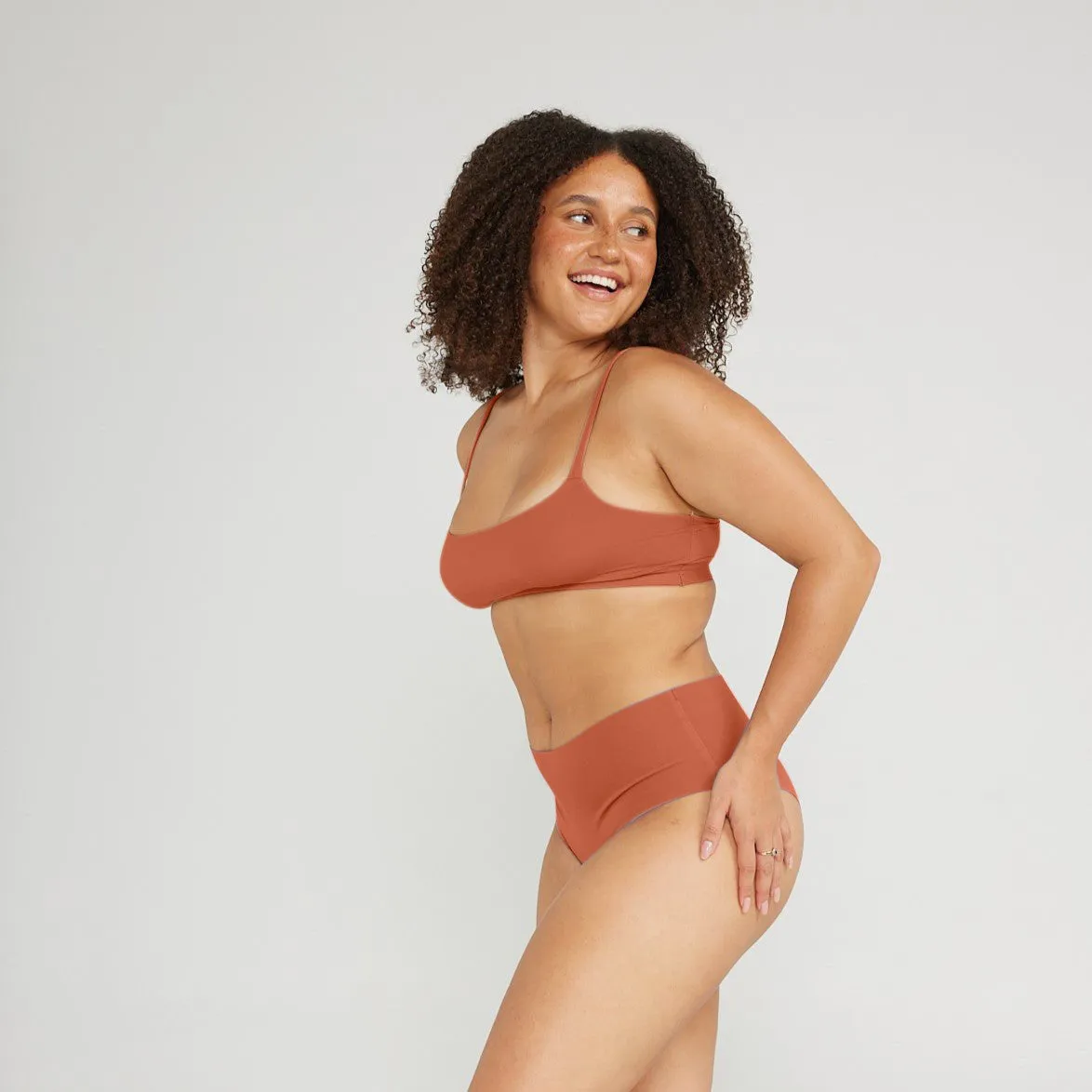 Mid-Rise Cheeky - Seamless Cotton - Spice