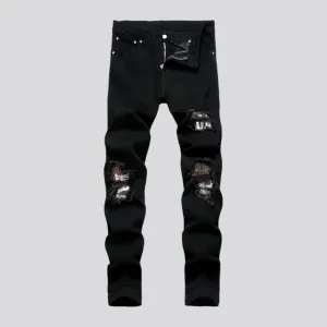 Mid rise skinny grunge men's jeans