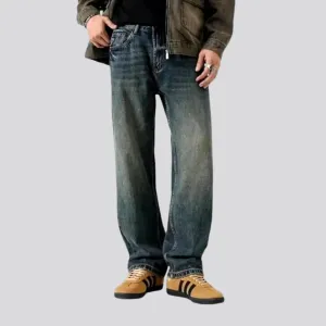 Mid rise straight fit fashion jeans for men