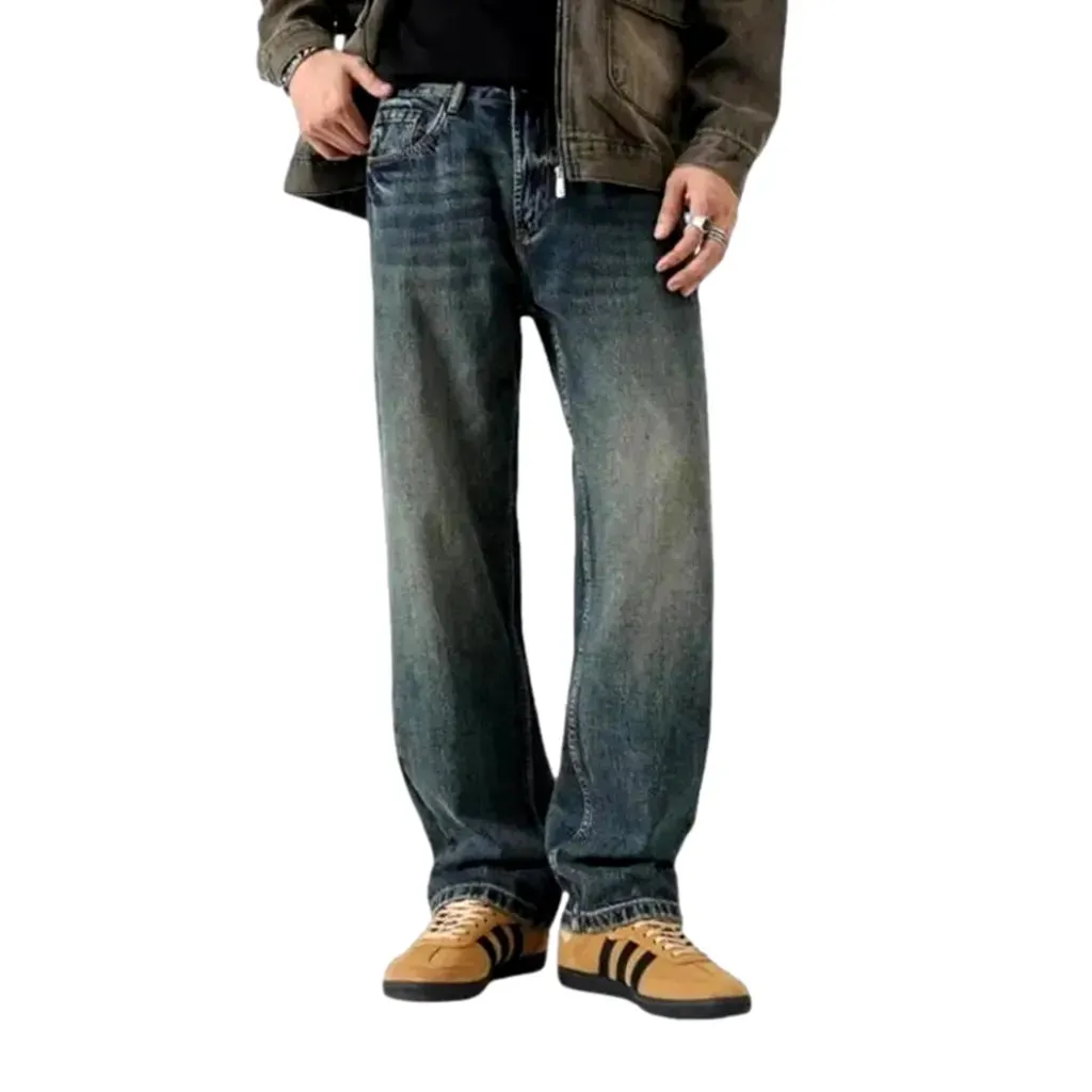 Mid rise straight fit fashion jeans for men