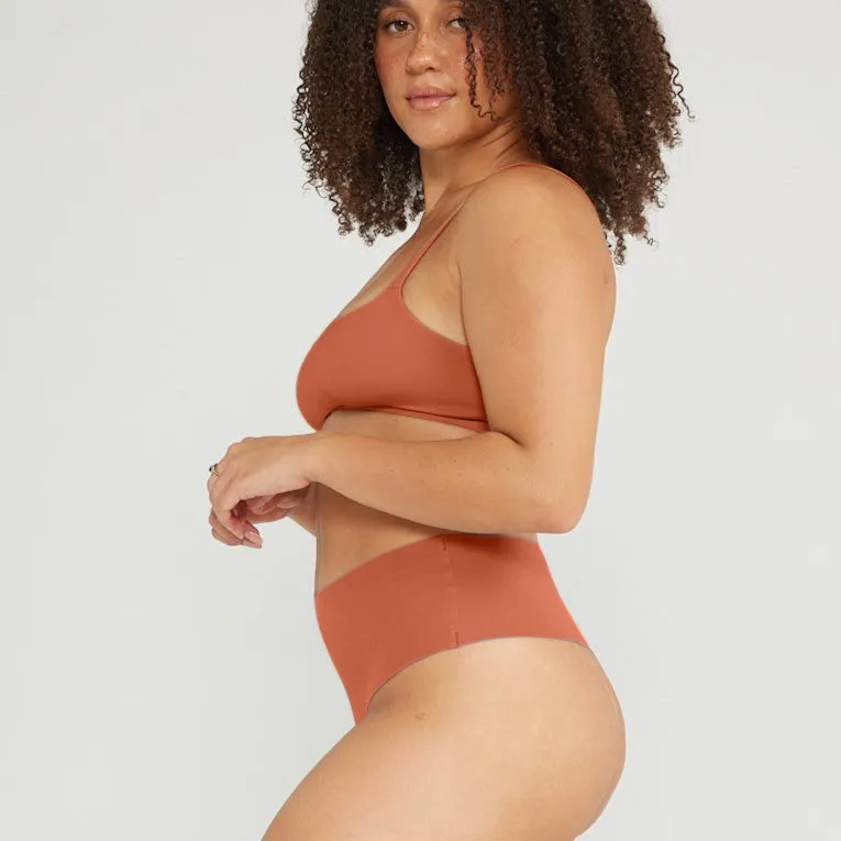 Mid-Rise Thong - Seamless Cotton - Spice