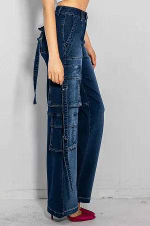 Mid-Rise Wideleg Cargo Jeans