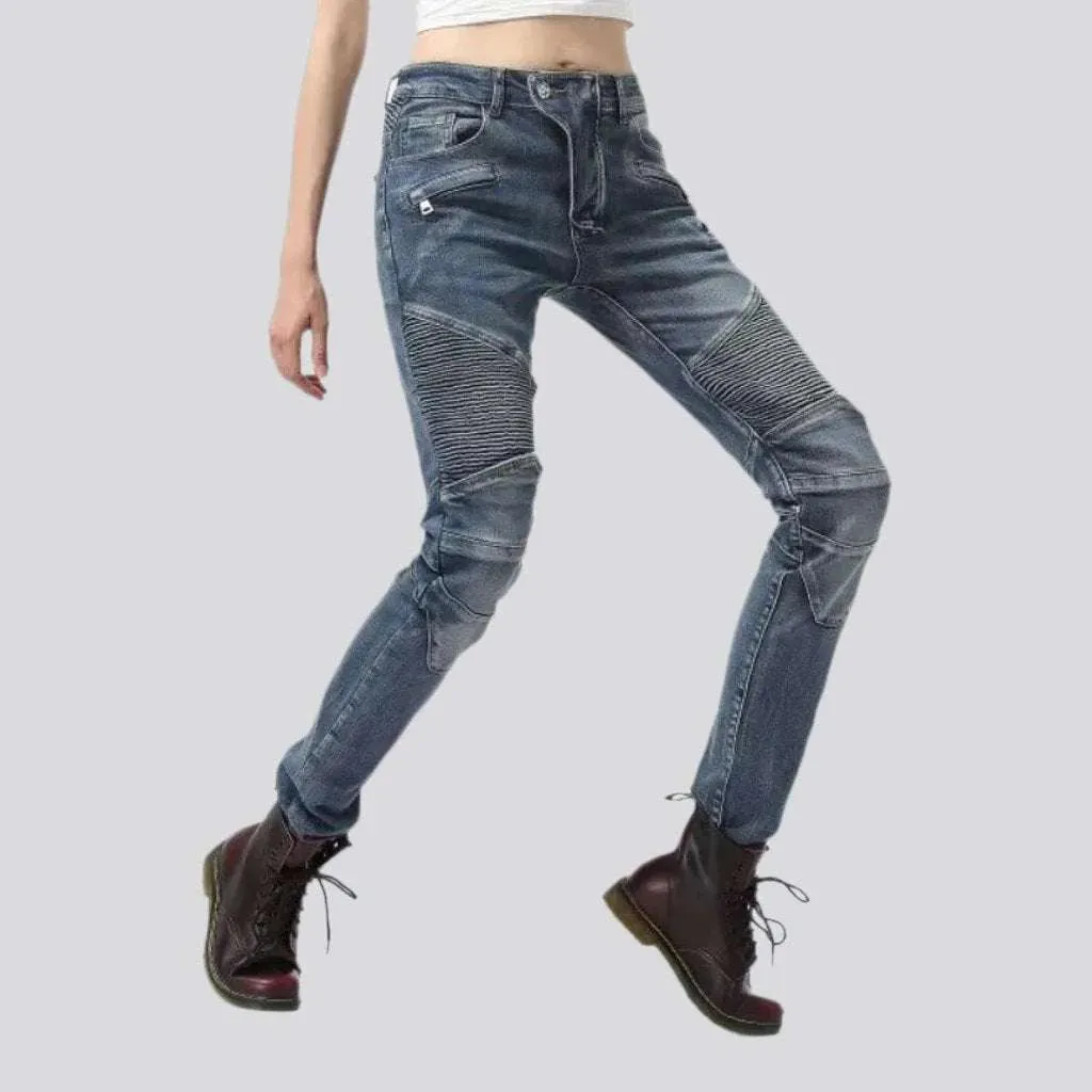 Mid-waist motorcycle jeans