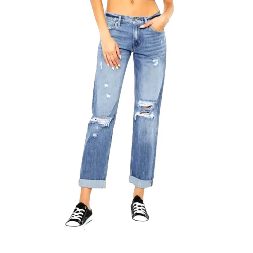 Mid-waist women's rolled-hem jeans