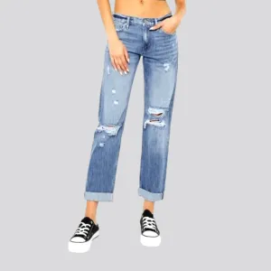 Mid-waist women's rolled-hem jeans