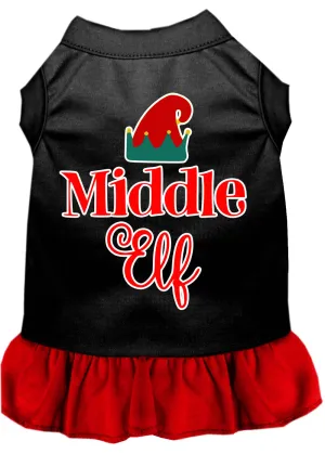 Middle Elf Screen Print Dog Dress Black With Red Xl