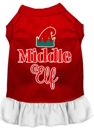 Middle Elf Screen Print Dog Dress Red With White Xl