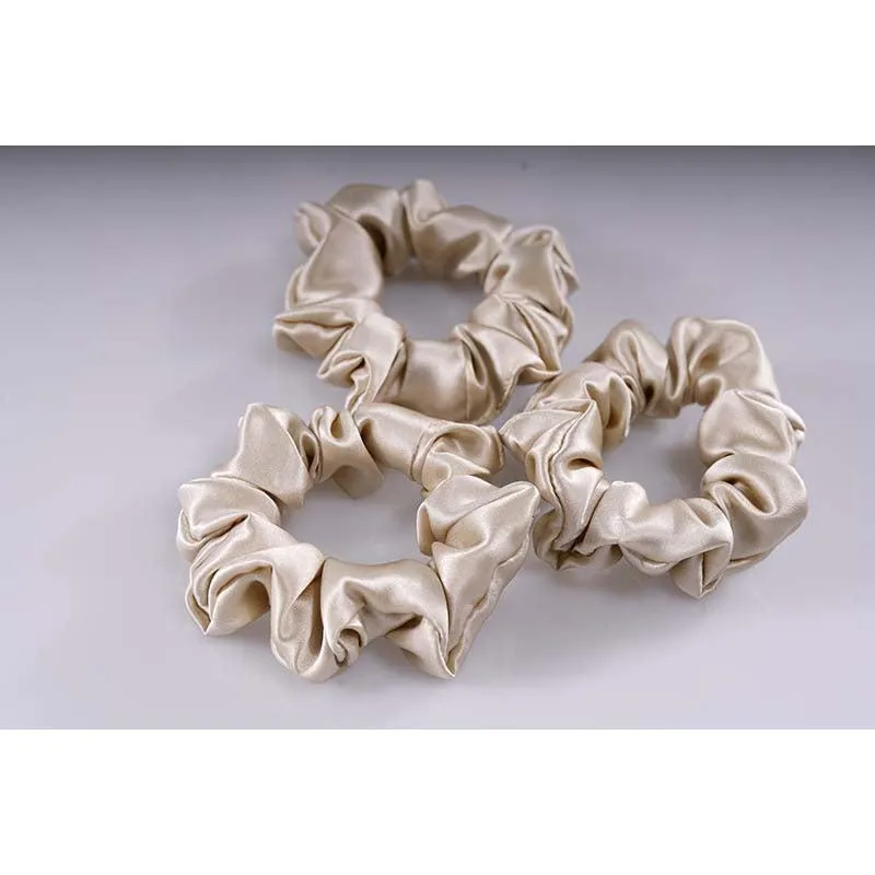 Midi Silk Scrunchies Beige - 3 Pack - Dropshipping