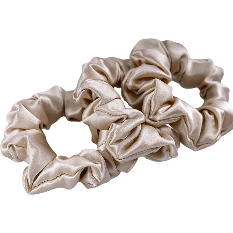 Midi Silk Scrunchies Beige - 3 Pack - Dropshipping