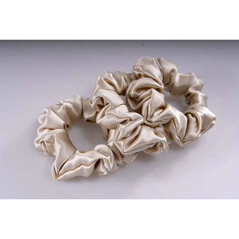 Midi Silk Scrunchies Beige - 3 Pack - Dropshipping