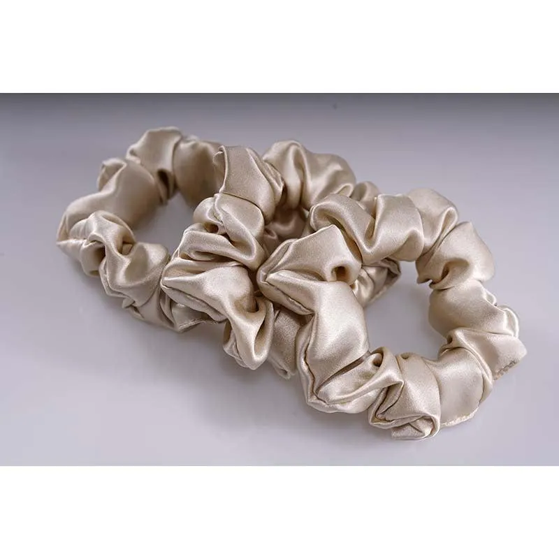 Midi Silk Scrunchies Beige - 3 Pack - Dropshipping