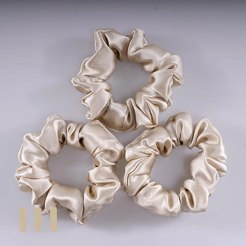 Midi Silk Scrunchies Beige - 3 Pack - Dropshipping