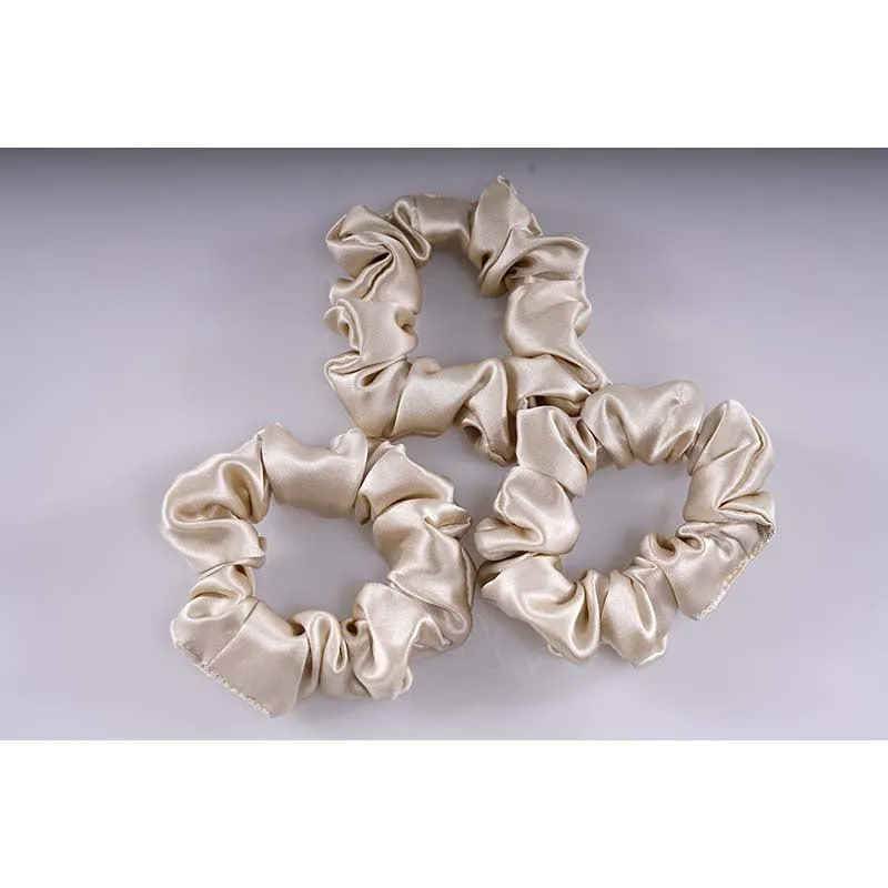 Midi Silk Scrunchies Beige - 3 Pack - Dropshipping