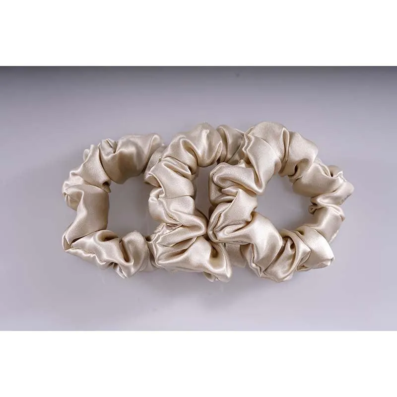 Midi Silk Scrunchies Beige - 3 Pack - Dropshipping