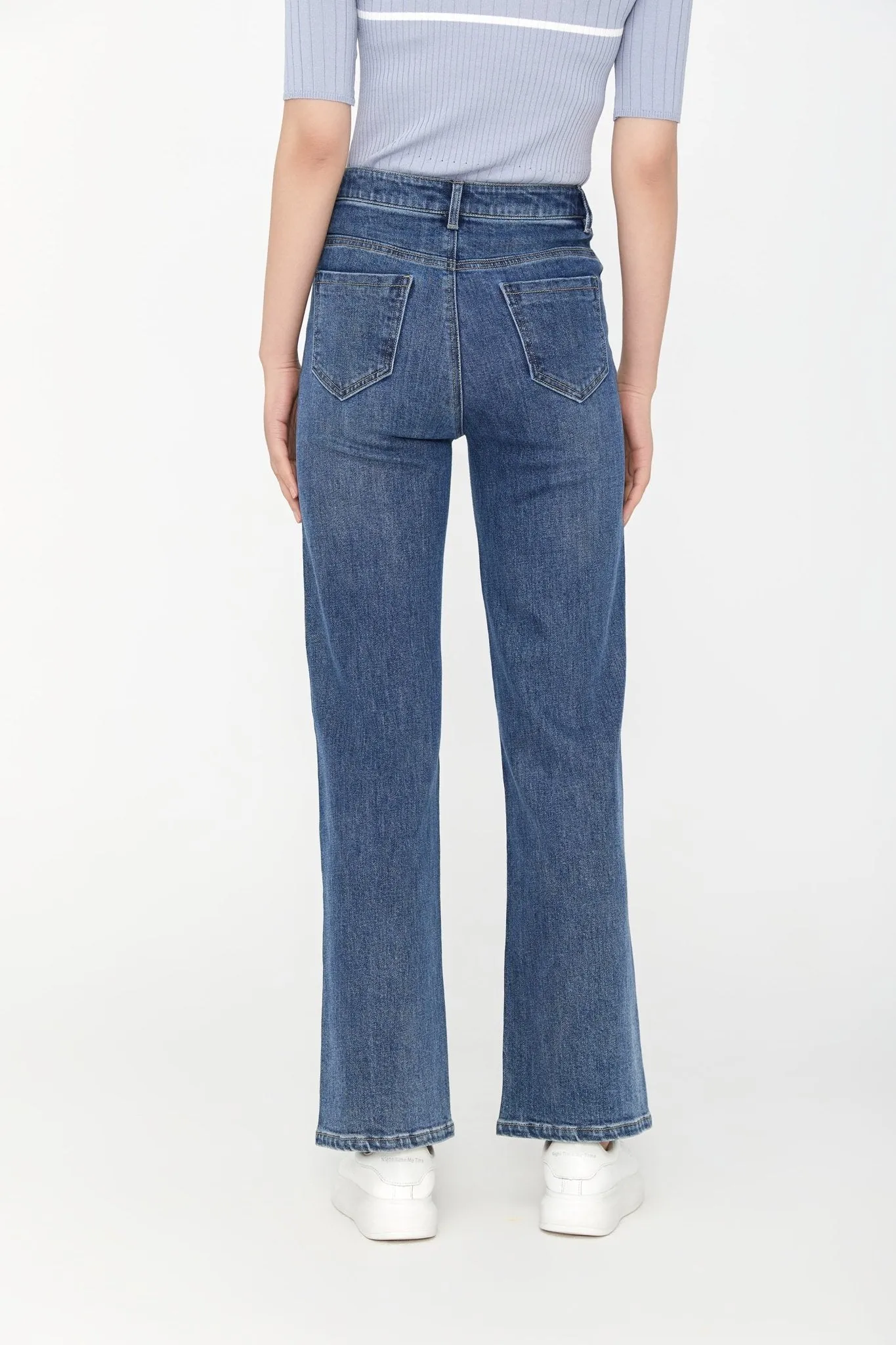 Midnight Blue Chain Bootcut Denim Jeans