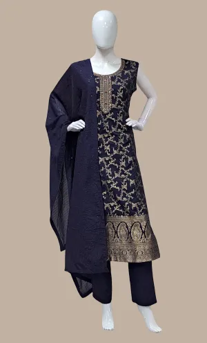 Midnight Blue Embroidered Punjabi