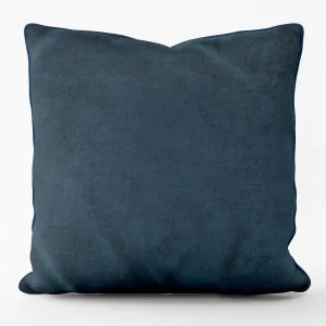 Midnight Blue Piped Velvet Velour Cushion - Sumptuously soft and luxurious