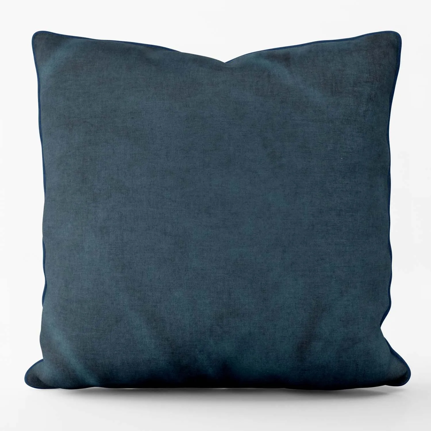 Midnight Blue Piped Velvet Velour Cushion - Sumptuously soft and luxurious