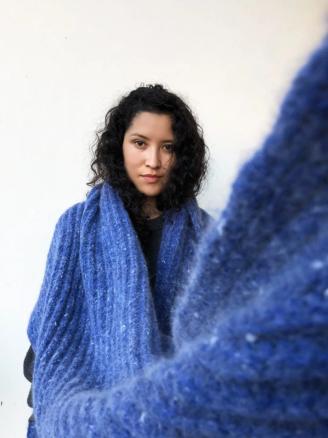 Midnight Blues Angora Wool Muffler