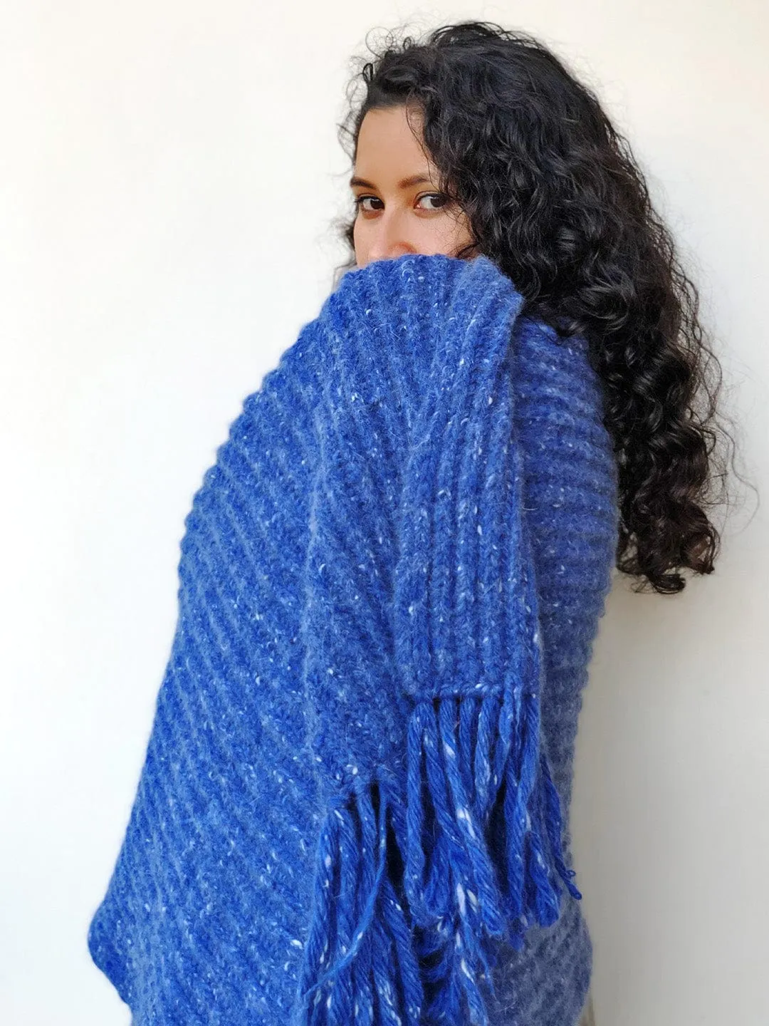 Midnight Blues Angora Wool Muffler