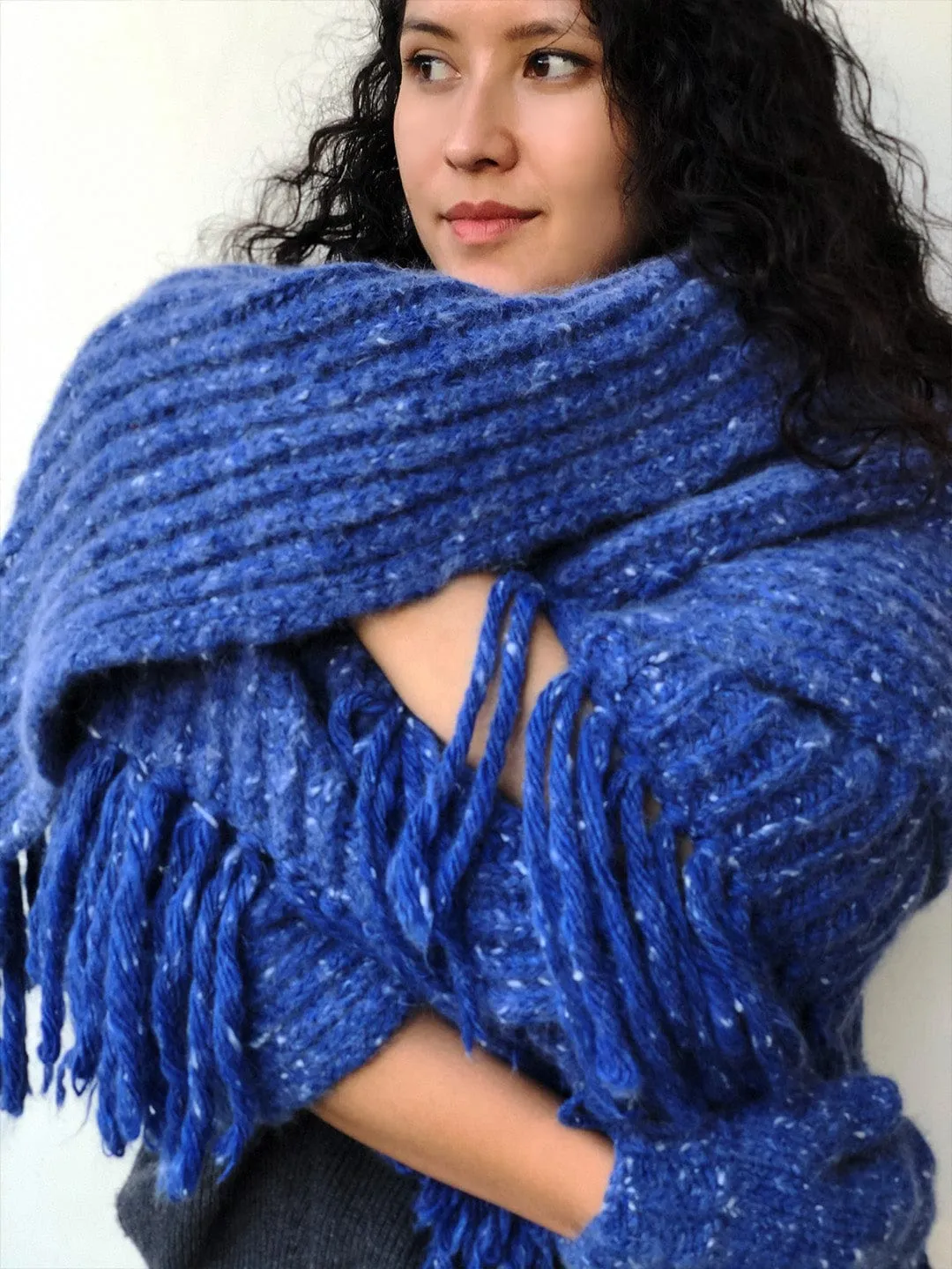 Midnight Blues Angora Wool Muffler