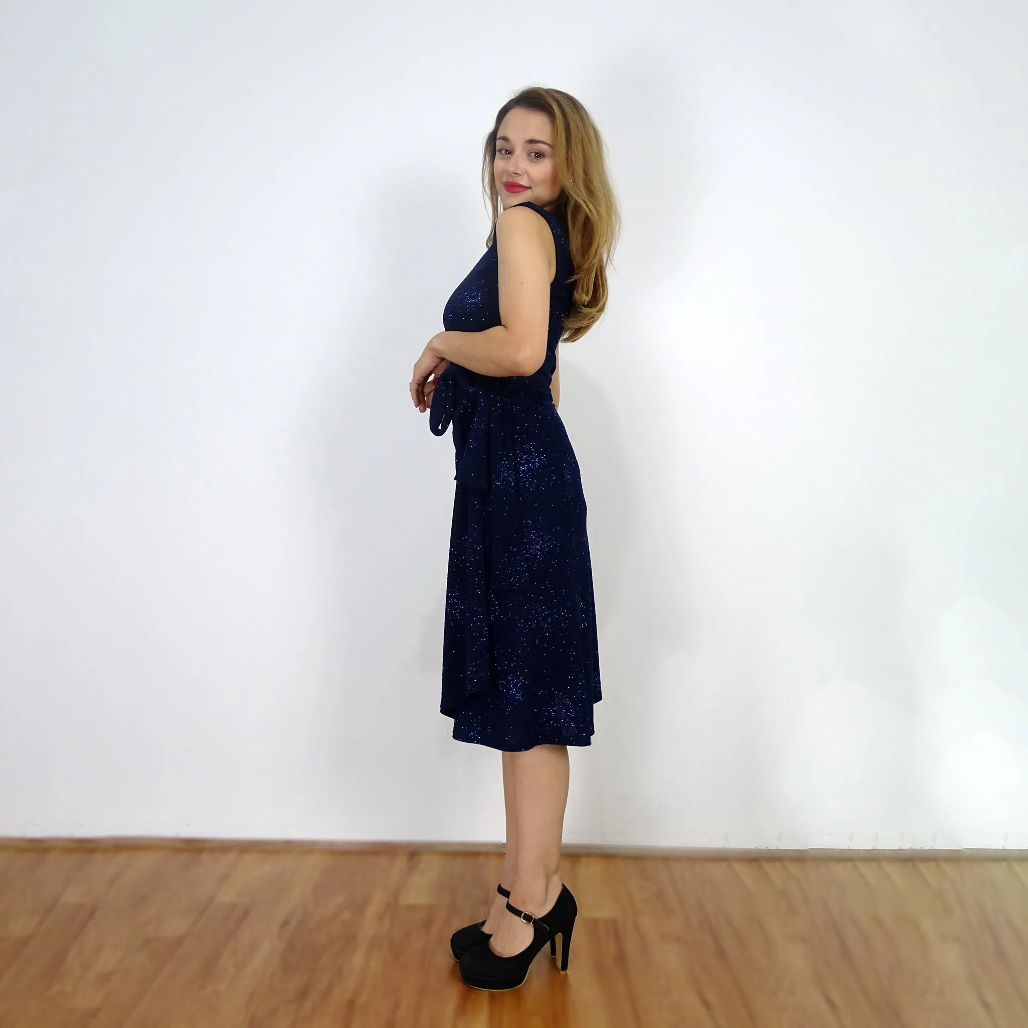 Midnight Sparkle Wrap Dress