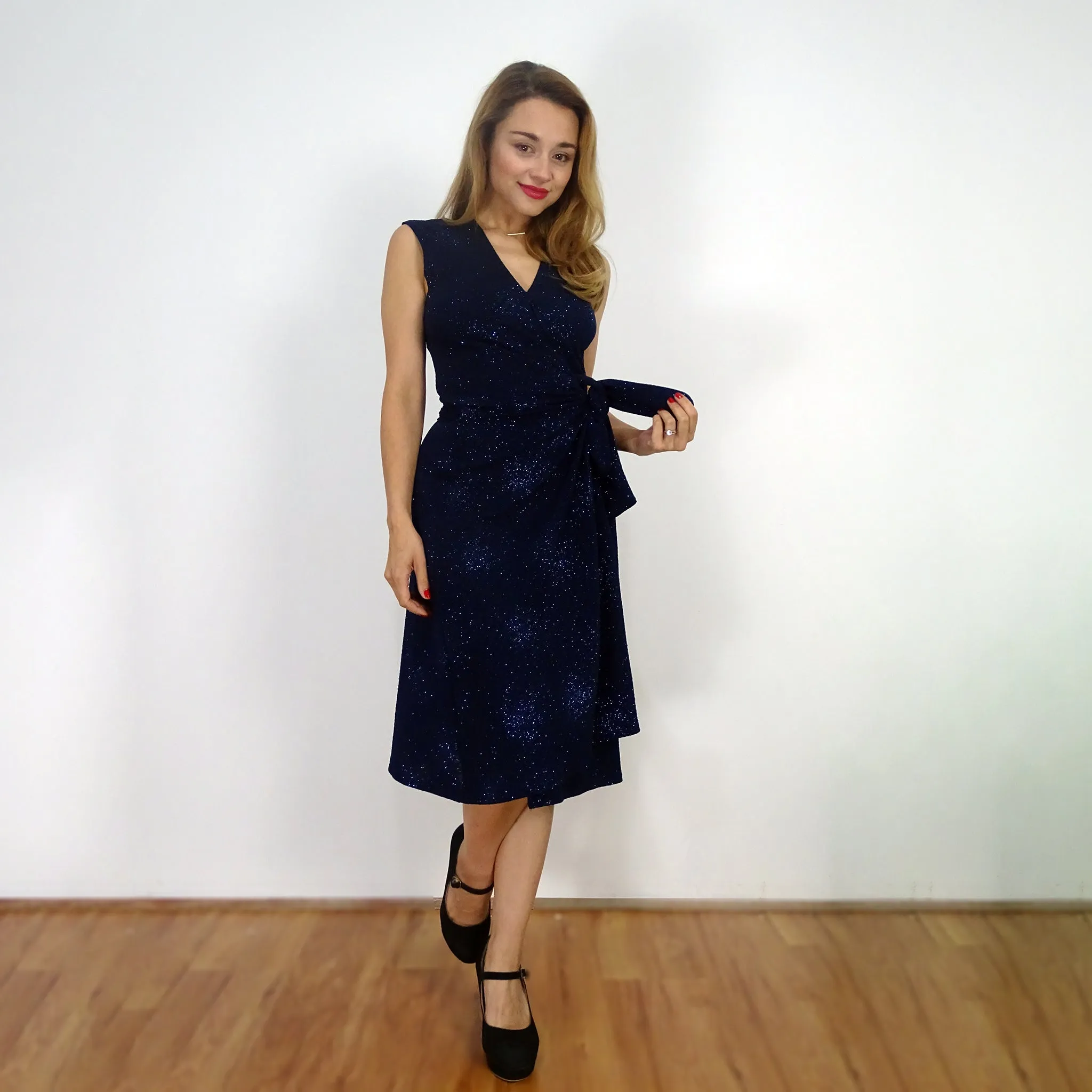 Midnight Sparkle Wrap Dress